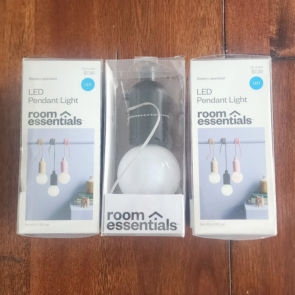 Room Essentials LED Pendant‎ Ceiling Light Set Of 3 Navy Green White